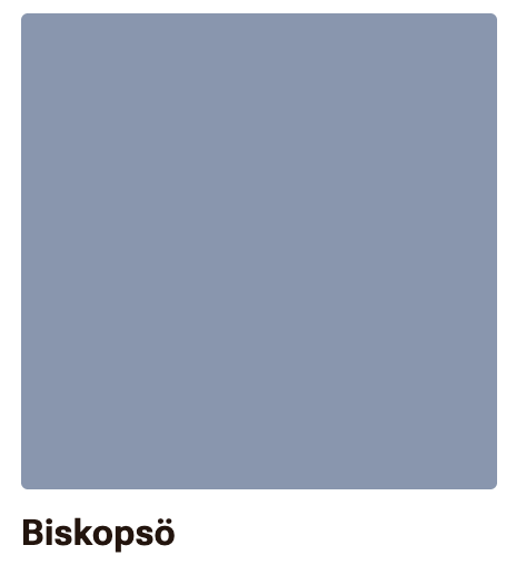 Virtasen värikartan sininen sävy Biskopsö.